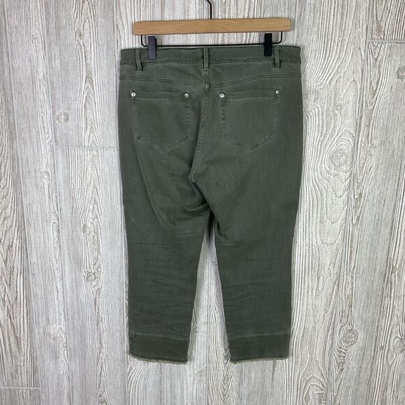 J. Jill Authentic Fit Cropped Jeans Women’s Size 10p Frayed Hem Olive Green - Picture 6 of 10
